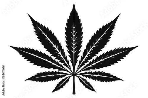 cannabis silhouette line art vector illustration with a white background