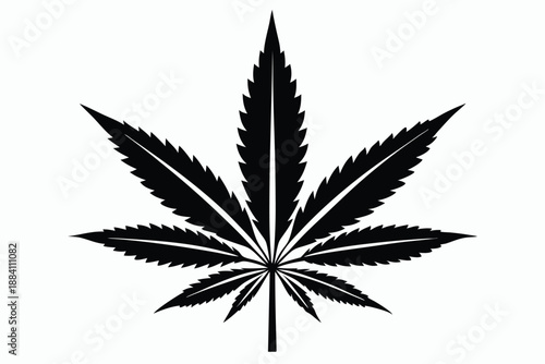 cannabis silhouette line art vector illustration with a white background