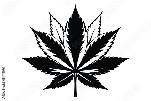 cannabis silhouette line art vector illustration with a white background
