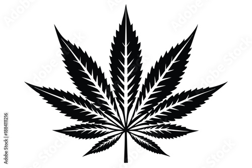 cannabis silhouette line art vector illustration with a white background