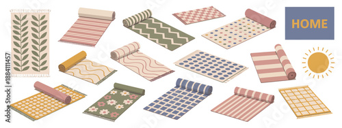 Cozy Wool Carpets and Bath Rugs, Decorative Floor Mats with Various Shapes and Textures, Soft Home Interior Elements for Bathroom, Bedroom, Living Room Decor, Modern House Design