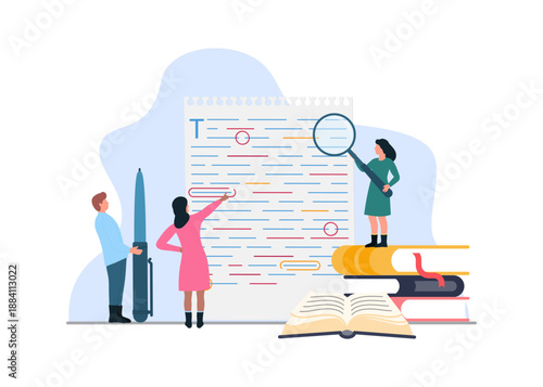Professional Team Proofreading and Editing Document Stock Illustration