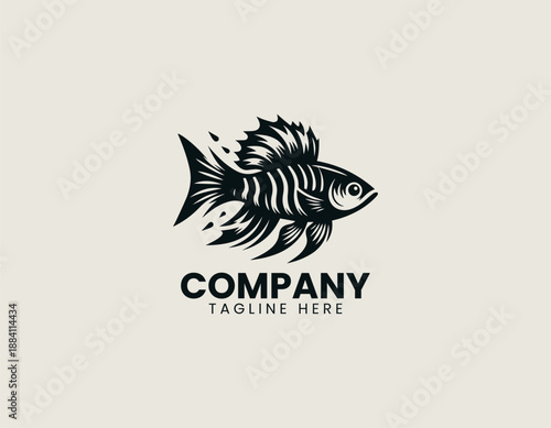 Tiger Barb Fish Black Vector Logo Illustration
