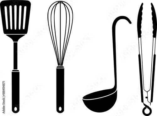 Minimalist Kitchen Utensils Silhouette Vector Set