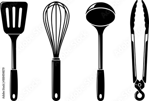 Minimalist Kitchen Utensils Silhouette Vector Set