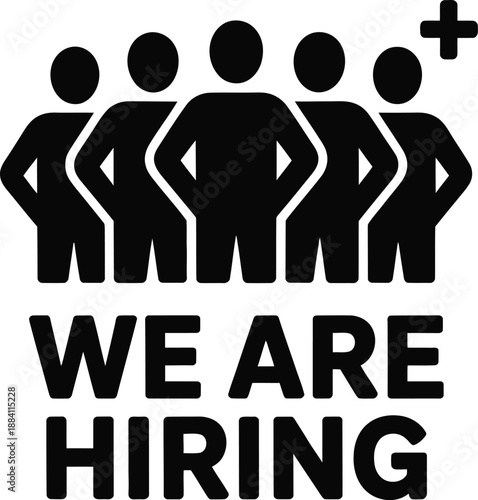 We are hiring recruitment icon, group of people symbol for job vacancies, staffing and human resources advertising, vector illustration