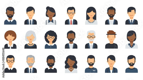 Diverse Group of Professional People Avatar Icons.