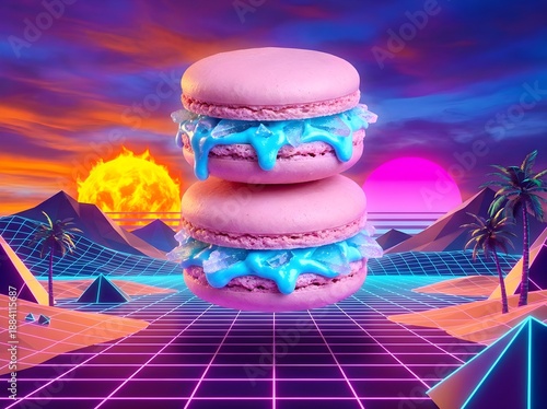 Vaporwave Macaron Burger