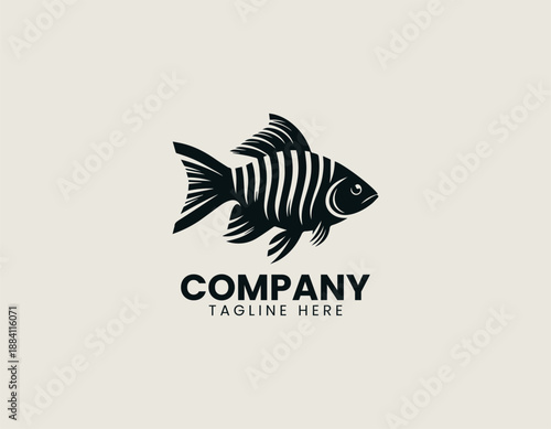 Tiger Barb Fish Black Vector Logo Illustration