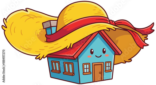A house wearing a hat isolated