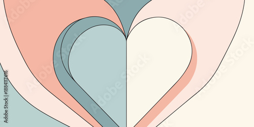 an artistic rendering showcases overlapping heart shapes in muted pastel colors creating a visually appealing and abstract composition high quality professional