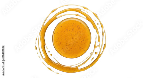 Liquid gold swirling circular abstract pattern isolated on transparent background