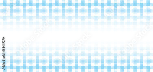 Soft blue and white gingham check pattern background with horizontal gradient fade for traditional textile design feminine scrapbooking and elegant tablecloth texture