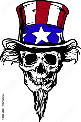 Uncle Sam Skull SVG, America SVG, 4th of July svg, 4th of july uncle American sam svg