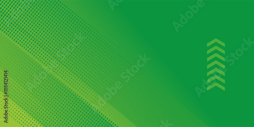 Picture green banner background with diagonal stripes and dot halftone. vector trendy