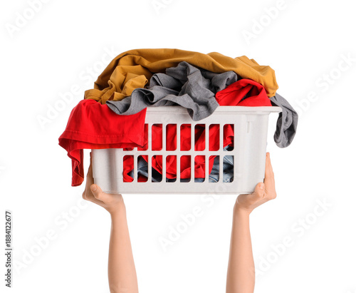 Female hands holding laundr...