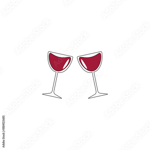 Two wine glasses clinking in a romantic toast. Perfect for Valentine’s Day cards, love-themed designs, or celebration graphics.