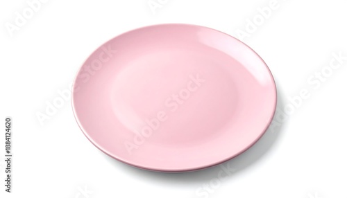 Pastel pink round plate with a subtle shadow, positioned on a clean white background