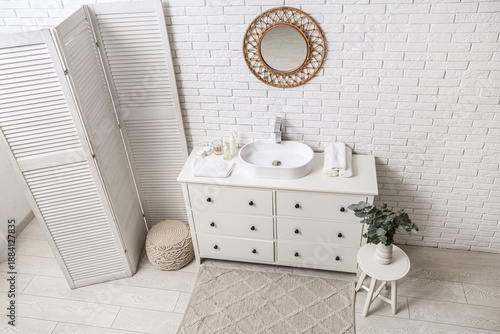 Interior of bathroom with c...