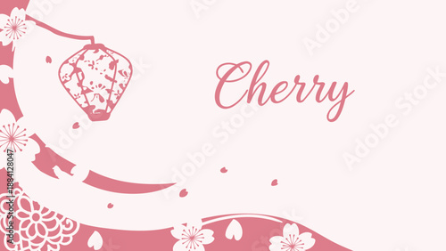 Cherry Blossom Lantern and Floral Design Background