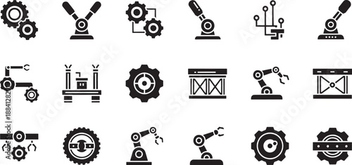 Black and white sketched of industrial machinery and mechanical components