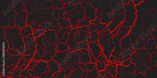 Red Lava Cracks Across Dark Background Create Fiery, Dramatic Pattern and Textured Surface