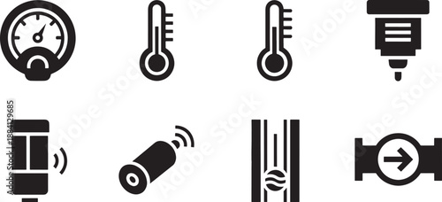 Black of pressure gauge thermometer sensor pipe flow meter measurement dial