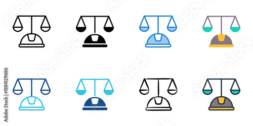 Labor law icons set multiple style collection. Editable stroke 
