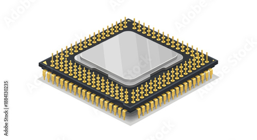 Central Processing Unit illustration on a technical background showcasing computer hardware components