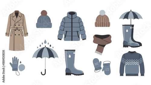 Winter Clothing and Accessories Collection for Cold Weather Protection.