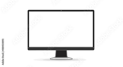 A modern computer monitor displayed on a clean white surface from a straightforward front view