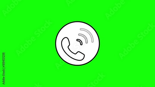 Animated contact icon showing an incoming phone call notification. Clean and simple phone call symbol, email envelope,  animation suitable for mobile app UI notification alerts communication concepts