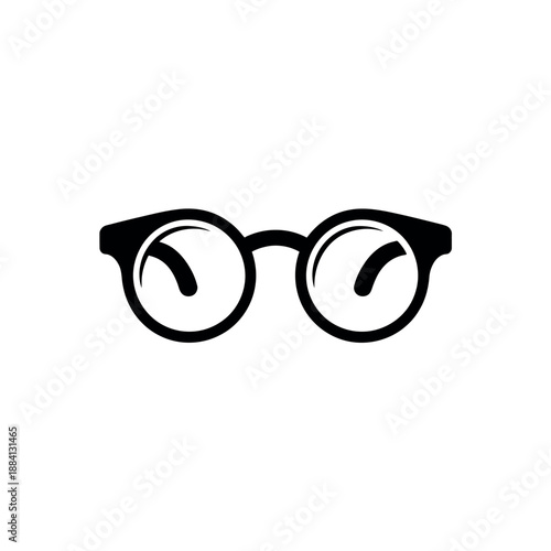 Black and white eyeglasses icon represents reading, vision correction, or intellectual.