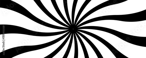 Black and white wavy spiral sunburst background