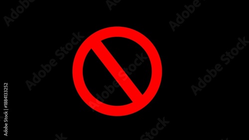 Red forbidden sign, circle empty ban animation alpha channel footage 4K, Animated red prohibition sign transparent background, 