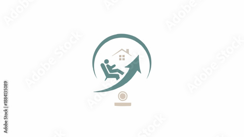 Green Logo with Person and House.