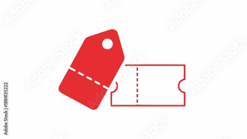 Red Ticket Stub with Tag Illustration.