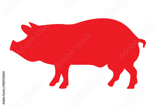 Silhouette of a Pig. Editable Clip Art