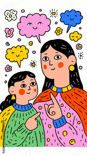 Whimsical Hand Drawn Art of Family Love and Togetherness