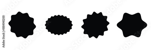 Circle sticker set. Wavy edge promo black badges. Star burst shape tags for price. Starburst speech bubbles. Starburst, black price sticker sunburst icons. eps10