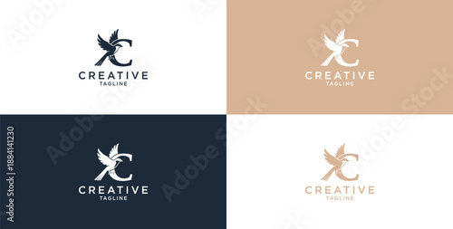 Line art icon logo of a Bird inside the letter C.