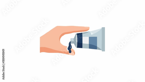 Hand squeezing a tube of paint or cream.