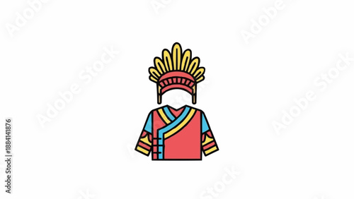 Traditional Indigenous Headdress and Clothing Icon.