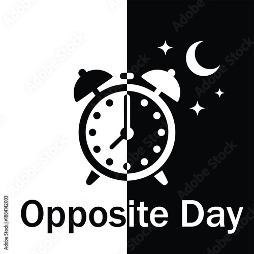 A striking visual contrast depicting the duality of time showcasing a half lit alarm clock against a night sky and a bright white