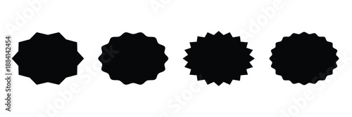 Circle sticker set. Wavy edge promo black badges. Star burst shape tags for price. Starburst speech bubbles. Starburst, black price sticker sunburst icons. eps10