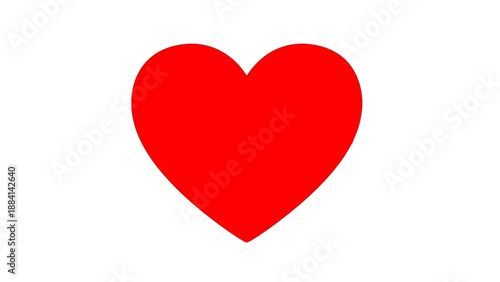 Simple red heart icon on white background, symbol of love and affection