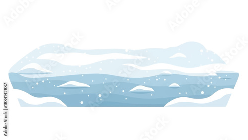 Vector illustration of icy landscape with snow and icebergs