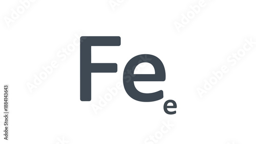Iron chemical element symbol on a white background