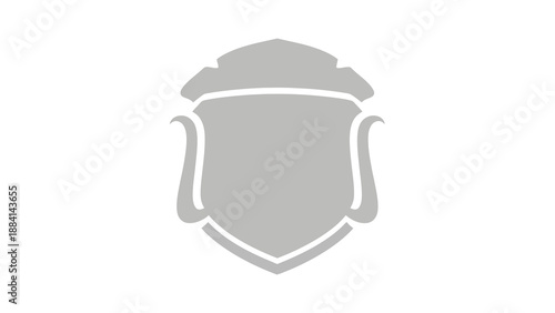 Minimalist gray heraldic shield emblem on white background