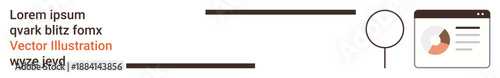 Data analytics, search tools, business insights, research methods, digital interfaces, chart presentation. Vector features magnifying glass and graph platform. Data analytics and search tools focus